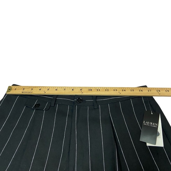 Lauren Ralph Lauren Linen Black Pinstripe Pleated Shorts LRL - Women’s 12 NWT - Picture 3 of 15